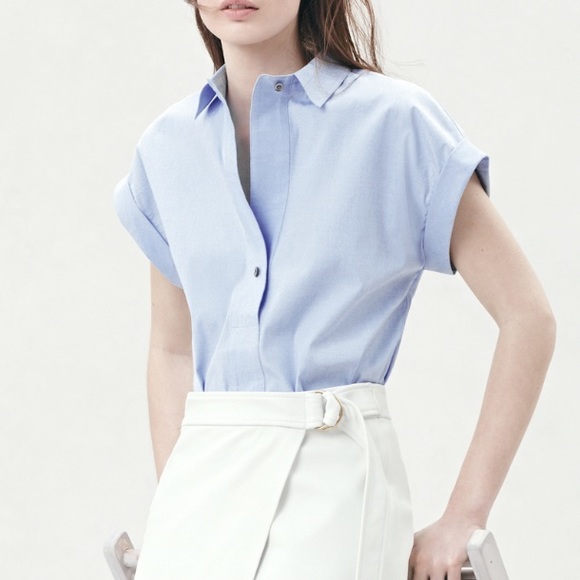 J. Crew Tops - J.Crew Short-sleeve Popover Shirt In Oxford Blue